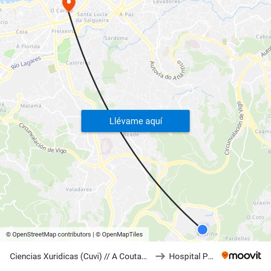 Ciencias Xuridicas (Cuvi) // A Coutada Grande to Hospital Povisa map