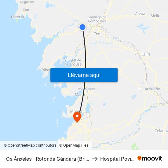 Os Ánxeles - Rotonda Gándara (Brión) to Hospital Povisa map