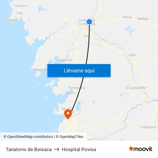 Tanatorio de Boisaca to Hospital Povisa map