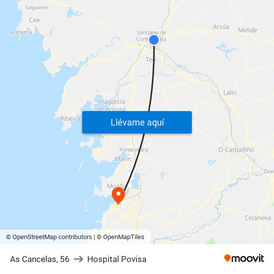 As Cancelas, 56 to Hospital Povisa map