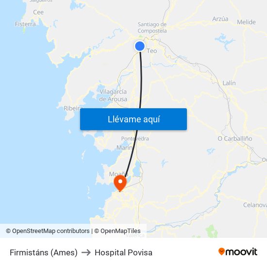 Firmistáns (Ames) to Hospital Povisa map