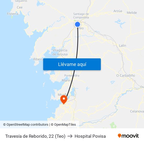 Travesía de Reborido, 22 (Teo) to Hospital Povisa map
