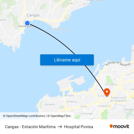 Cangas - Estación Marítima to Hospital Povisa map