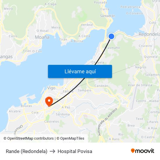 Rande (Redondela) to Hospital Povisa map