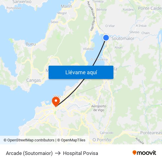 Arcade (Soutomaior) to Hospital Povisa map