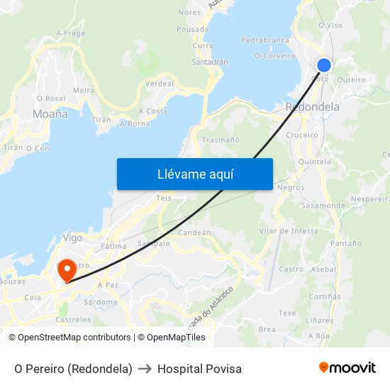 O Pereiro (Redondela) to Hospital Povisa map
