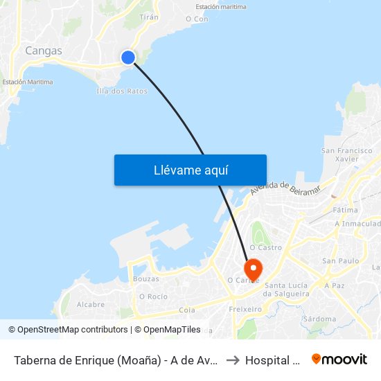Taberna de Enrique (Moaña) - A de Avendaño (Moaña) to Hospital Povisa map