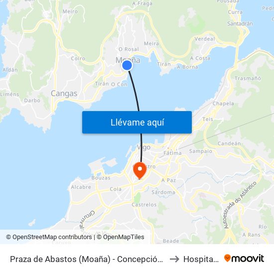 Praza de Abastos (Moaña) - Concepción Arenal - Alameda (Moaña) to Hospital Povisa map