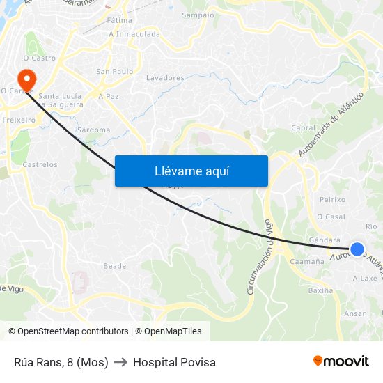 Rúa Rans, 8 (Mos) to Hospital Povisa map