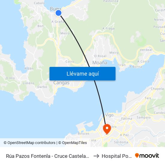 Rúa Pazos Fontenla - Cruce Castelao(Bueu) to Hospital Povisa map