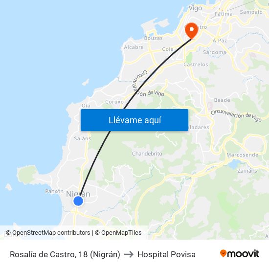 Rosalía de Castro, 18 (Nigrán) to Hospital Povisa map