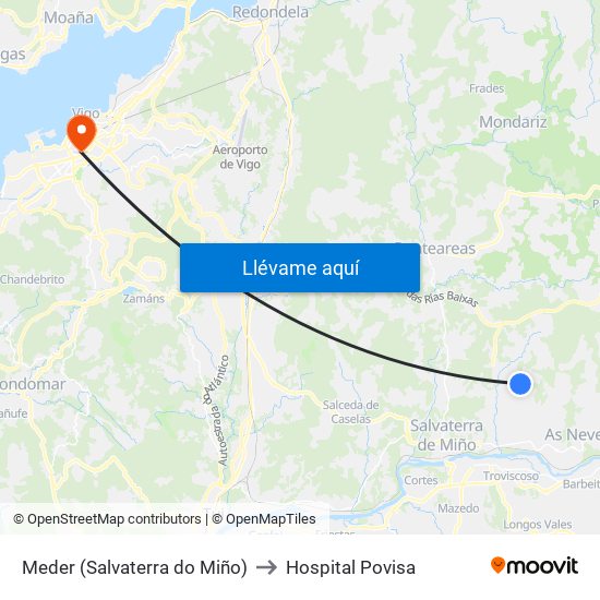 Meder (Salvaterra do Miño) to Hospital Povisa map