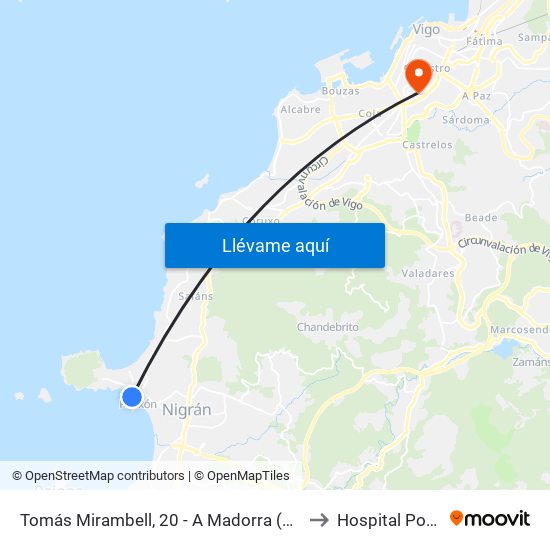 Tomás Mirambell, 20 - A Madorra (Nigrán) to Hospital Povisa map