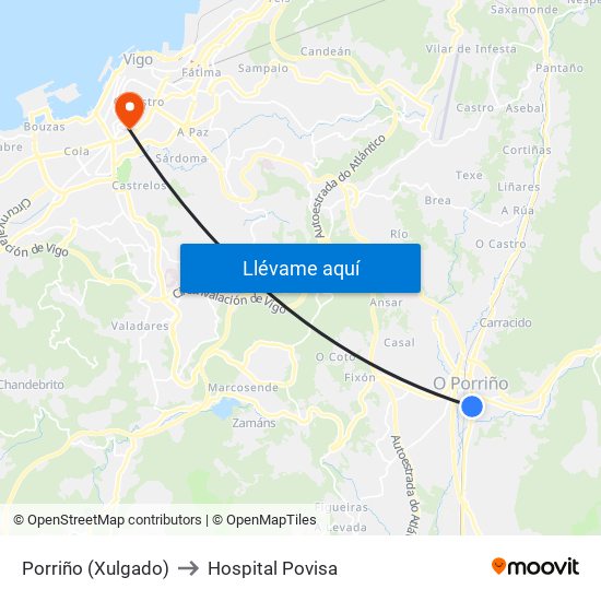 Domingo Bueno - Esq. Fernández Areal (O Porriño) to Hospital Povisa map