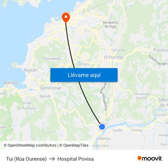 Ourense, Fronte 6 (Tui) to Hospital Povisa map