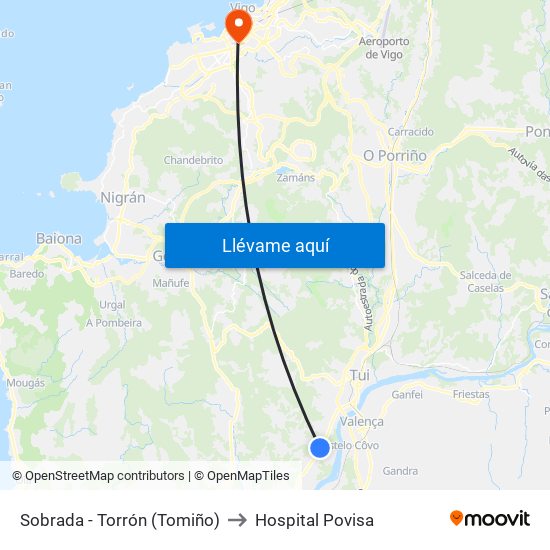 Torrón to Hospital Povisa map