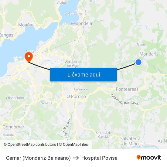 Cemar (Mondariz-Balneario) to Hospital Povisa map