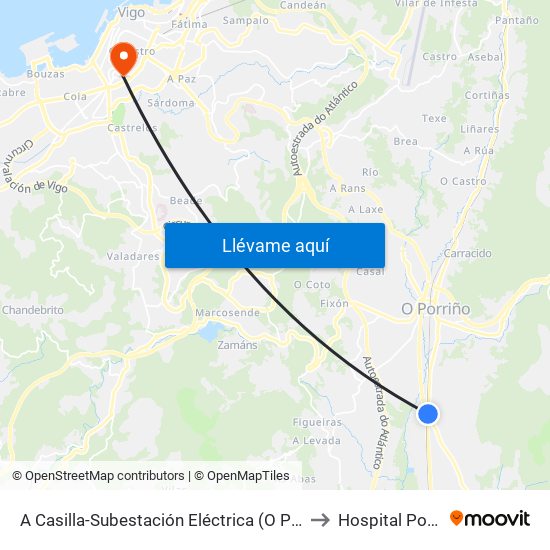 A Casilla-Subestación Eléctrica (O Porriño) to Hospital Povisa map