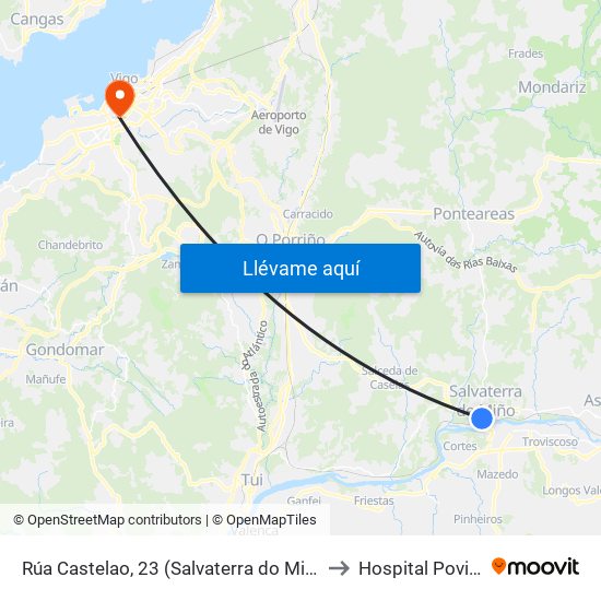 Rúa Castelao, 23 (Salvaterra do Miño) to Hospital Povisa map