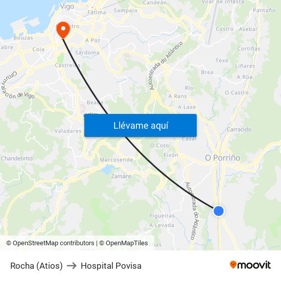 A Casilla - Subestación Eléctrica (O Porriño) to Hospital Povisa map