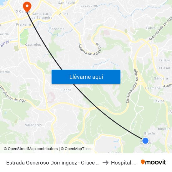 Estrada Generoso Domínguez - Cruce Pardellas (Mos) to Hospital Povisa map