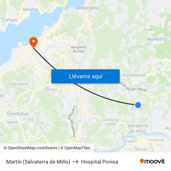 Martín (Salvaterra de Miño) to Hospital Povisa map
