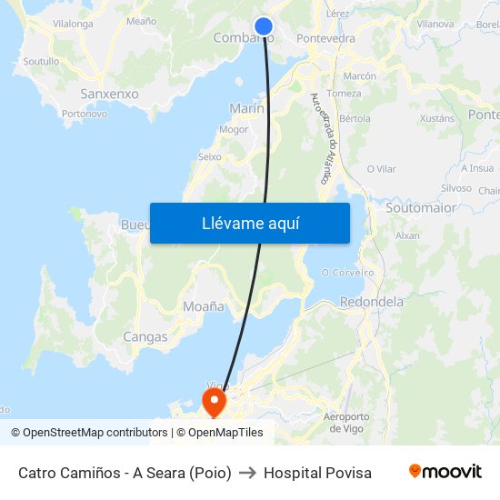 Catro Camiños - A Seara (Poio) to Hospital Povisa map