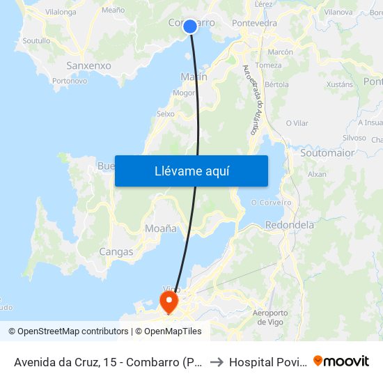 Avenida da Cruz, 15 - Combarro (Poio) to Hospital Povisa map