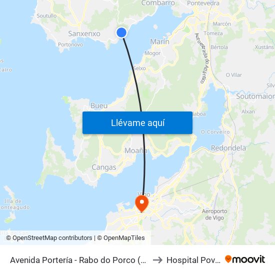 Avenida Portería - Rabo do Porco (Poio) to Hospital Povisa map