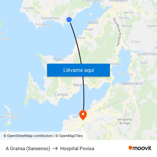 A Granxa (Sanxenxo) to Hospital Povisa map