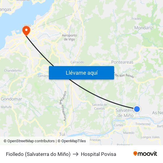Fiolledo (Salvaterra do Miño) to Hospital Povisa map