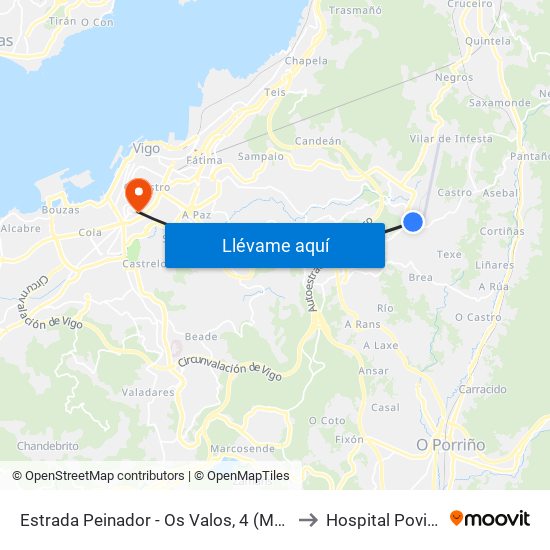 Estrada Peinador - Os Valos, 4 (Mos) to Hospital Povisa map