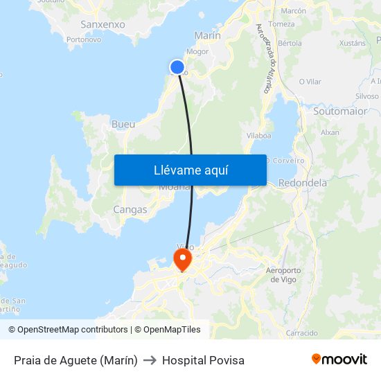 Praia de Aguete (Marín) to Hospital Povisa map