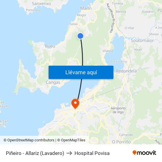 Piñeiro - Allariz (Lavadero) to Hospital Povisa map