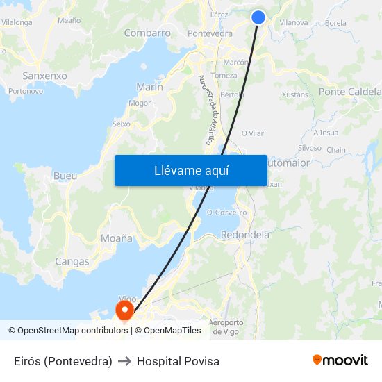 Eirós (Pontevedra) to Hospital Povisa map