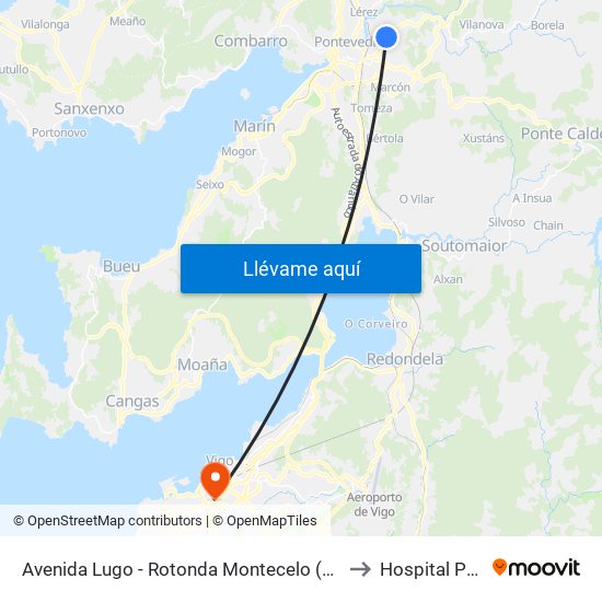 Avenida Lugo - Rotonda Montecelo (Pontevedra) to Hospital Povisa map