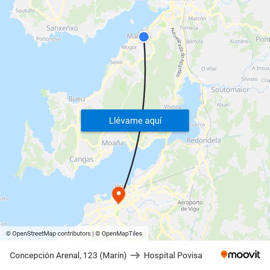 Concepción Arenal, 123 (Marín) to Hospital Povisa map