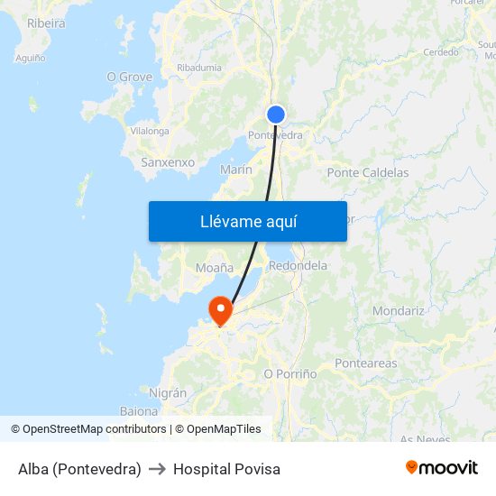 Alba (Pontevedra) to Hospital Povisa map