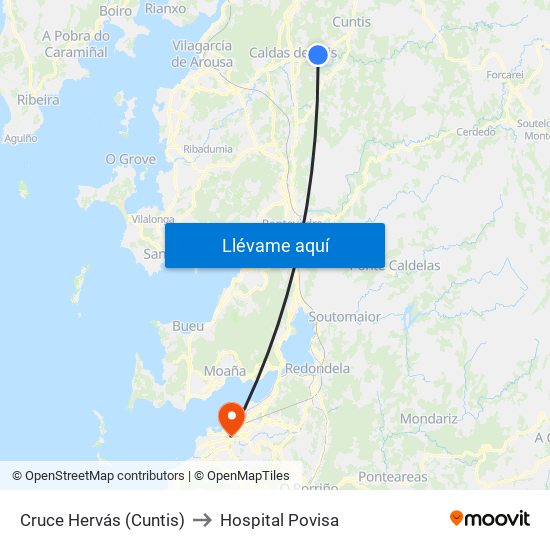 Cruce Hervás (Cuntis) to Hospital Povisa map