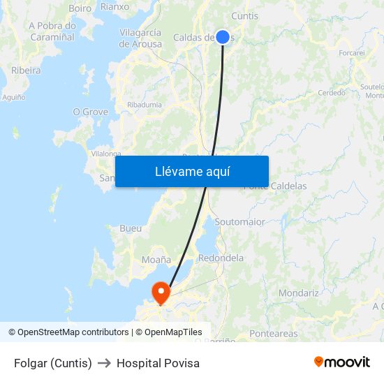 Folgar (Cuntis) to Hospital Povisa map