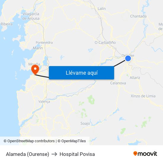 Alameda (Ourense) to Hospital Povisa map
