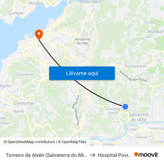 Torreiro de Alxén (Salvaterra do Miño) to Hospital Povisa map