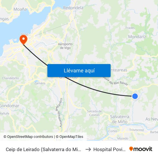 Ceip de Leirado (Salvaterra do Miño) to Hospital Povisa map