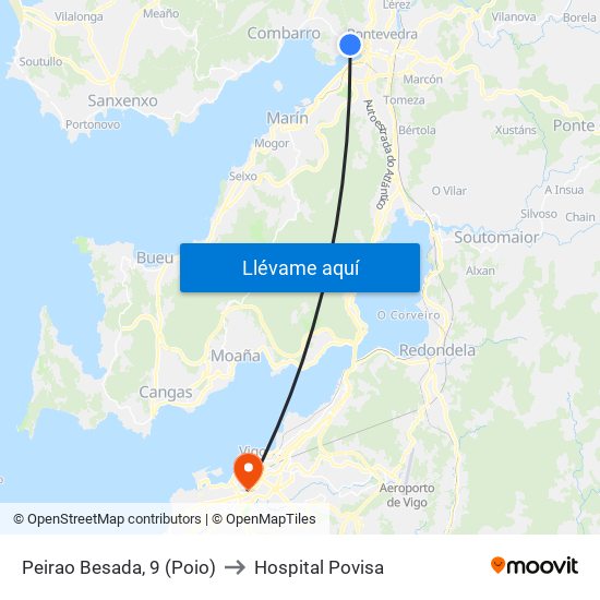 Peirao Besada, 9 (Poio) to Hospital Povisa map