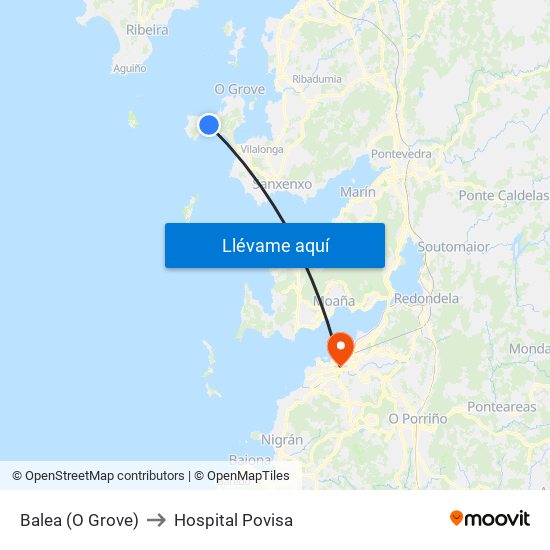 Balea (O Grove) to Hospital Povisa map