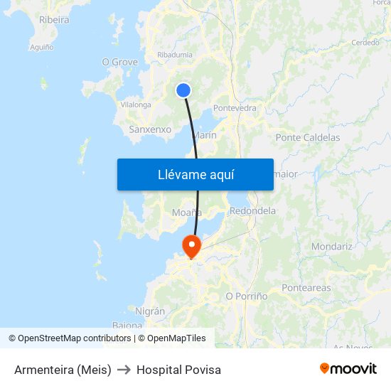 Armenteira (Meis) to Hospital Povisa map