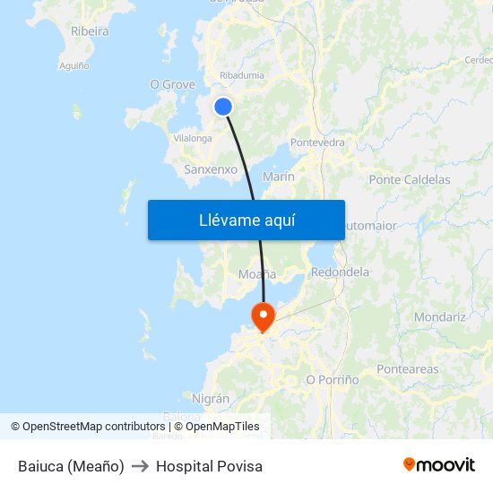 Baiuca (Meaño) to Hospital Povisa map