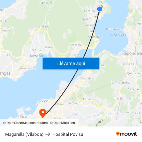 Magarella (Vilaboa) to Hospital Povisa map
