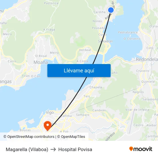Magarella (Vilaboa) to Hospital Povisa map