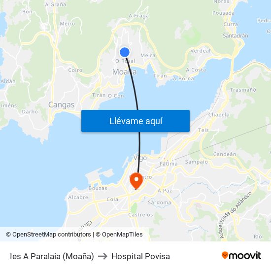 Ies A Paralaia (Moaña) to Hospital Povisa map